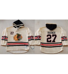 Men Chicago Blackhawks 27 Jeremy Roenick Cream Heavyweight Pullover Hoodie Stitched NHL Jersey Men Chicago Blackhawks 27 Jeremy Roenick Cream Heavyweight Pullover Hoodie Stitched NHL Jersey