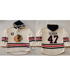 Men Chicago Blackhawks 47 Rob Scuderi Cream Heavyweight Pullover Hoodie Stitched NHL Jersey Men Chicago Blackhawks 47 Rob Scuderi Cream Heavyweight Pullover Hoodie Stitched NHL Jersey