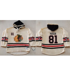 Men Chicago Blackhawks 81 Marian Hossa Cream Heavyweight Pullover Hoodie Stitched NHL Jersey Men Chicago Blackhawks 81 Marian Hossa Cream Heavyweight Pullover Hoodie Stitched NHL Jersey