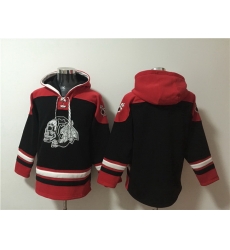 Men Chicago Blackhawks Blank Black Lace Up Pullover Hoodie Men Chicago Blackhawks Blank Black Lace Up Pullover Hoodie