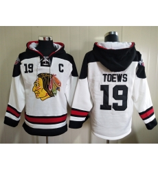 Men Chicago Blackhawks Jonathan Toews 19 White Stitched NHL Hoodie Men Chicago Blackhawks Jonathan Toews 19 White Stitched NHL Hoodie