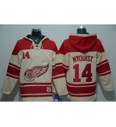 Men Detroit Red Wings 14 Gustav Nyquist Cream Sawyer Hooded Sweatshirt Stitched NHL Jersey Men Detroit Red Wings 14 Gustav Nyquist Cream Sawyer Hooded Sweatshirt Stitched NHL Jersey