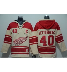 Men Detroit Red Wings 40 Henrik Zetterberg Cream Sawyer Hooded Sweatshirt Stitched NHL Jersey Men Detroit Red Wings 40 Henrik Zetterberg Cream Sawyer Hooded Sweatshirt Stitched NHL Jersey