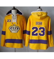 Men Los Angeles Kings 23 Dustin Brown Gold Sawyer Hooded Sweatshirt Stitched NHL Jersey Men Los Angeles Kings 23 Dustin Brown Gold Sawyer Hooded Sweatshirt Stitched NHL Jersey
