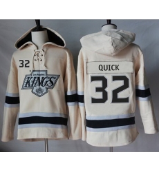 Men Los Angeles Kings 32 Jonathan Quick Cream Sawyer Hooded Sweatshirt Stitched NHL Jersey Men Los Angeles Kings 32 Jonathan Quick Cream Sawyer Hooded Sweatshirt Stitched NHL Jersey