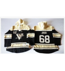 Men Pittsburgh Penguins 68 Jaromir Jagr Black Sawyer Hooded Sweatshirt Stitched NHL Jersey Men Pittsburgh Penguins 68 Jaromir Jagr Black Sawyer Hooded Sweatshirt Stitched NHL Jersey
