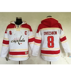 Men Washington Capitals 8 Alex Ovechkin White Sawyer Hooded Sweatshirt Stitched NHL Jersey Men Washington Capitals 8 Alex Ovechkin White Sawyer Hooded Sweatshirt Stitched NHL Jersey