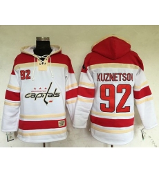 Men Washington Capitals 92 Evgeny Kuznetsov White Sawyer Hooded Sweatshirt Stitched NHL Jersey Men Washington Capitals 92 Evgeny Kuznetsov White Sawyer Hooded Sweatshirt Stitched NHL Jersey