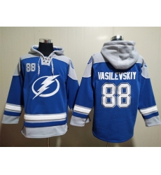 Men's Tampa Bay Lightning #88 Andrei Vasilevskiy Blue Ageless Must-Have Lace-Up Pullover Hoodie Men's Tampa Bay Lightning #88 Andrei Vasilevskiy Blue Ageless Must-Have Lace-Up Pullover Hoodie