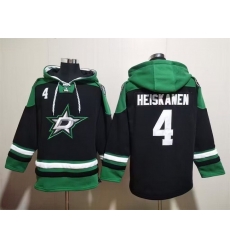 Men Dallas Stars 4 Miro Heiskanen Black Green Lace Up Pullover Hoodie Men Dallas Stars 4 Miro Heiskanen Black Green Lace Up Pullover Hoodie