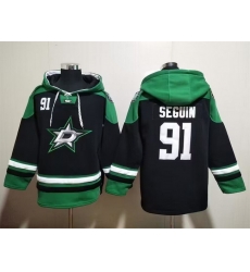 Men Dallas Stars 91 Tyler Seguin Black Green Lace Up Pullover Hoodie Men Dallas Stars 91 Tyler Seguin Black Green Lace Up Pullover Hoodie