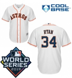 Mens Majestic Houston Astros 34 Nolan Ryan Replica White Home Cool Base Sitched 2019 World Series Patch Jersey Mens Majestic Houston Astros 34 Nolan Ryan Replica White Home Cool Base Sitched 2019 World Series Patch Jersey