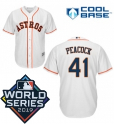 Mens Majestic Houston Astros 41 Brad Peacock Replica White Home Cool Base Sitched 2019 World Series Patch jersey Mens Majestic Houston Astros 41 Brad Peacock Replica White Home Cool Base Sitched 2019 World Series Patch jersey