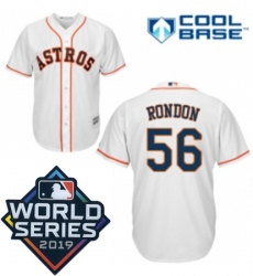 Mens Majestic Houston Astros 56 Hector Rondon Replica White Home Cool Base Sitched 2019 World Series Patch jersey Mens Majestic Houston Astros 56 Hector Rondon Replica White Home Cool Base Sitched 2019 World Series Patch jersey