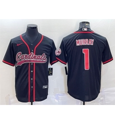 Men Arizona Cardinals 1 Kyler Murray Black With Patch Cool Base Stitched Baseball Jersey Men Arizona Cardinals 1 Kyler Murray Black With Patch Cool Base Stitched Baseball Jersey