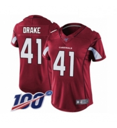 Women's Arizona Cardinals #41 Kenyan Drake Red Team Color Vapor Untouchable Limited Player 100th Season Football Jersey Women's Arizona Cardinals #41 Kenyan Drake Red Team Color Vapor Untouchable Limited Player 100th Season Football Jersey