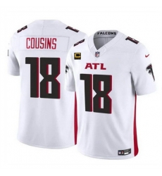 Men Atlanta Falcons 18 Kirk Cousins White 2024 F U S E With 4 Star C Patch Vapor Untouchable Limited Stitched Football Jersey Men Atlanta Falcons 18 Kirk Cousins White 2024 F U S E With 4 Star C Patch Vapor Untouchable Limited Stitched Football Jersey