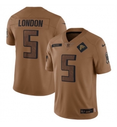 Men Atlanta Falcons 5 Drake London 2023 Brown Salute To Setvice Limited Stitched Football Jersey Men Atlanta Falcons 5 Drake London 2023 Brown Salute To Setvice Limited Stitched Football Jersey