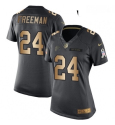 Womens Nike Atlanta Falcons 24 Devonta Freeman Limited BlackGold Salute to Service NFL Jersey Womens Nike Atlanta Falcons 24 Devonta Freeman Limited BlackGold Salute to Service NFL Jersey