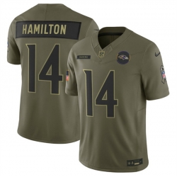 Men Baltimore Ravens 14 Kyle Hamilton Olive 2025 F U S E  Salute to Service Limited Football Jersey