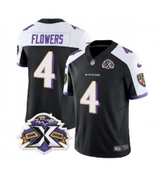 Men Baltimore Ravens 4 Zay Flowers Black White 2023 F U S E With Patch Throwback Vapor Limited Jersey Men Baltimore Ravens 4 Zay Flowers Black White 2023 F U S E With Patch Throwback Vapor Limited Jersey