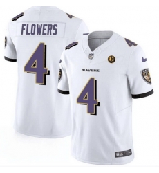 Men Baltimore Ravens 4 Zay Flowers White 2023 F U S E With John Madden Patch Vapor Limited Football Jersey Men Baltimore Ravens 4 Zay Flowers White 2023 F U S E With John Madden Patch Vapor Limited Football Jersey