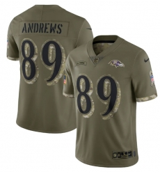 Men Baltimore Ravens 89 Mark Andrews Olive 2022 Salute To Service Limited Stitched Jersey Men Baltimore Ravens 89 Mark Andrews Olive 2022 Salute To Service Limited Stitched Jersey