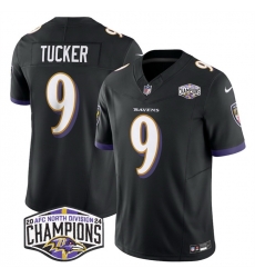 Men Baltimore Ravens 9 Justin Tucker Black F U S E 2024 AFC North Division Champions Vapor Limited Football Jersey Men Baltimore Ravens 9 Justin Tucker Black F U S E 2024 AFC North Division Champions Vapor Limited Football Jersey