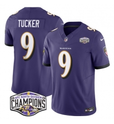 Men Baltimore Ravens 9 Justin Tucker Purple F U S E 2024 AFC North Division Champions Vapor Limited Football Jersey Men Baltimore Ravens 9 Justin Tucker Purple F U S E 2024 AFC North Division Champions Vapor Limited Football Jersey