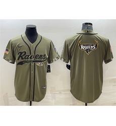 Men Baltimore Ravens Olive Salute To Service Team Big Logo Cool Base Stitched Baseball Jersey Men Baltimore Ravens Olive Salute To Service Team Big Logo Cool Base Stitched Baseball Jersey