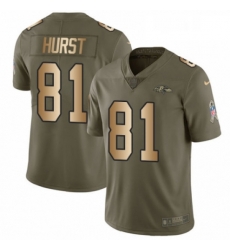 Mens Nike Baltimore Ravens 81 Hayden Hurst Limited Olive Gold Salute to Service NFL Jersey Mens Nike Baltimore Ravens 81 Hayden Hurst Limited Olive Gold Salute to Service NFL Jersey