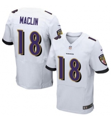Nike Ravens #18 Jeremy Maclin White Men's Stitched NFL Elite Jersey Nike Ravens #18 Jeremy Maclin White Men's Stitched NFL Elite Jersey