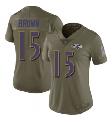 Ravens 15 Marquise Brown Olive Women Stitched Football Limited 2017 Salute to Service Jersey Ravens 15 Marquise Brown Olive Women Stitched Football Limited 2017 Salute to Service Jersey