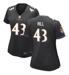 Women Baltimore Ravens 43 Justice Hill Black Football Jersey Run Small Women Baltimore Ravens 43 Justice Hill Black Football Jersey Run Small