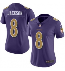 Women Baltimore Ravens 8 Lamar Jackson Purple Color Rush Limited NFL Jersey Women Baltimore Ravens 8 Lamar Jackson Purple Color Rush Limited NFL Jersey