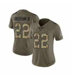 Womens Baltimore Ravens 22 Mark Ingram II Limited Olive Camo Salute to Service Football Jersey Womens Baltimore Ravens 22 Mark Ingram II Limited Olive Camo Salute to Service Football Jersey