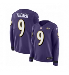 Womens Nike Baltimore Ravens 9 Justin Tucker Limited Purple Therma Long Sleeve NFL Jersey Womens Nike Baltimore Ravens 9 Justin Tucker Limited Purple Therma Long Sleeve NFL Jersey