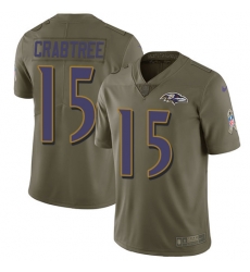 Nike Ravens #15 Michael Crabtree Olive Youth Stitched NFL Limited 2017 Salute to Service Jersey Nike Ravens #15 Michael Crabtree Olive Youth Stitched NFL Limited 2017 Salute to Service Jersey