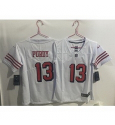 Youth Nike 49ers 13 Brock Purdy White Throwback Vapor Limited Jersey Youth Nike 49ers 13 Brock Purdy White Throwback Vapor Limited Jersey
