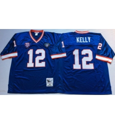Men Buffalo Bills 12 Jim Kelly Blue M&N Throwback Jersey Men Buffalo Bills 12 Jim Kelly Blue M&N Throwback Jersey
