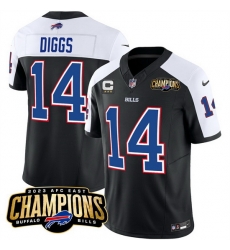 Men Buffalo Bills 14 Stefon Diggs Black White 2023 F U S E AFC East Champions With 3 Star C Ptach Stitched Football Jersey Men Buffalo Bills 14 Stefon Diggs Black White 2023 F U S E AFC East Champions With 3 Star C Ptach Stitched Football Jersey