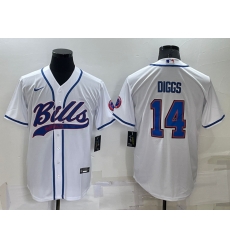 Men Buffalo Bills 14 Stefon Diggs White Cool Base Stitched Baseball Jersey Men Buffalo Bills 14 Stefon Diggs White Cool Base Stitched Baseball Jersey
