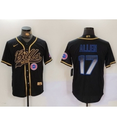 Men Buffalo Bills 17 Josh Allen Black Cool Base Stitched Baseball Jersey 10 Men Buffalo Bills 17 Josh Allen Black Cool Base Stitched Baseball Jersey 10