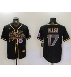 Men Buffalo Bills 17 Josh Allen Black Cool Base Stitched Baseball Jersey 2 Men Buffalo Bills 17 Josh Allen Black Cool Base Stitched Baseball Jersey 2