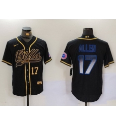 Men Buffalo Bills 17 Josh Allen Black Cool Base Stitched Baseball Jersey 3 Men Buffalo Bills 17 Josh Allen Black Cool Base Stitched Baseball Jersey 3
