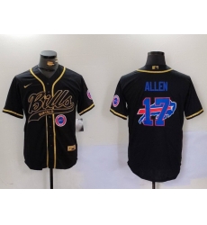 Men Buffalo Bills 17 Josh Allen Black Cool Base Stitched Baseball Jersey 5 Men Buffalo Bills 17 Josh Allen Black Cool Base Stitched Baseball Jersey 5