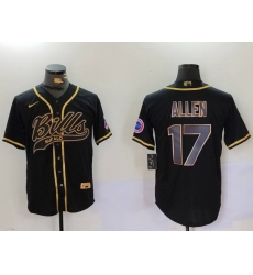 Men Buffalo Bills 17 Josh Allen Black Cool Base Stitched Baseball Jersey 6 Men Buffalo Bills 17 Josh Allen Black Cool Base Stitched Baseball Jersey 6