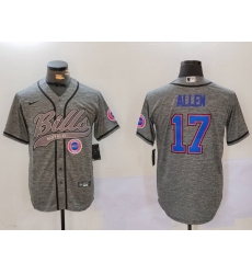 Men Buffalo Bills 17 Josh Allen Grey Team Cool Base Stitched Baseball Jersey 6 Men Buffalo Bills 17 Josh Allen Grey Team Cool Base Stitched Baseball Jersey 6