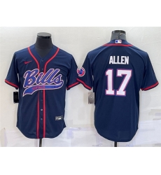 Men Buffalo Bills 17 Josh Allen Navy With Patch Cool Base Stitched Baseb Men Buffalo Bills 17 Josh Allen Navy With Patch Cool Base Stitched Baseb