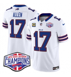 Men Buffalo Bills 17 Josh Allen White F U S E 2024 AFC East Division Champions With 4 Star C Ptach Vapor Limited Stitched Football Jersey Men Buffalo Bills 17 Josh Allen White F U S E 2024 AFC East Division Champions With 4 Star C Ptach Vapor Limited Stitched Football Jersey